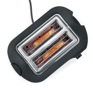 SEVERIN AT 2589 Toaster mit Brötchenaufsatz Edelstahl (gebürstet), Schwarz  