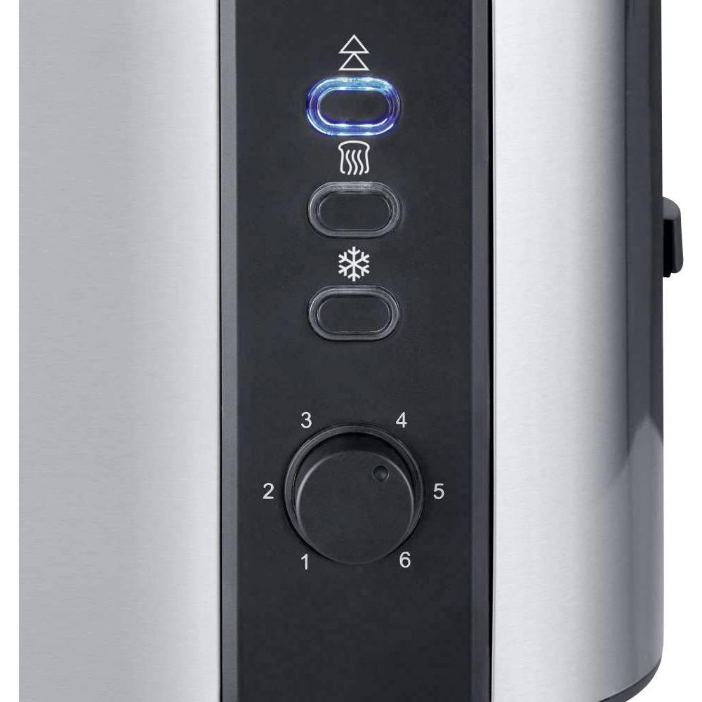 SEVERIN AT 2589 Toaster mit Brötchenaufsatz Edelstahl (gebürstet), Schwarz  