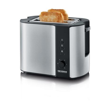 SEVERIN AT 2589 Toaster mit Brötchenaufsatz Edelstahl (gebürstet), Schwarz  