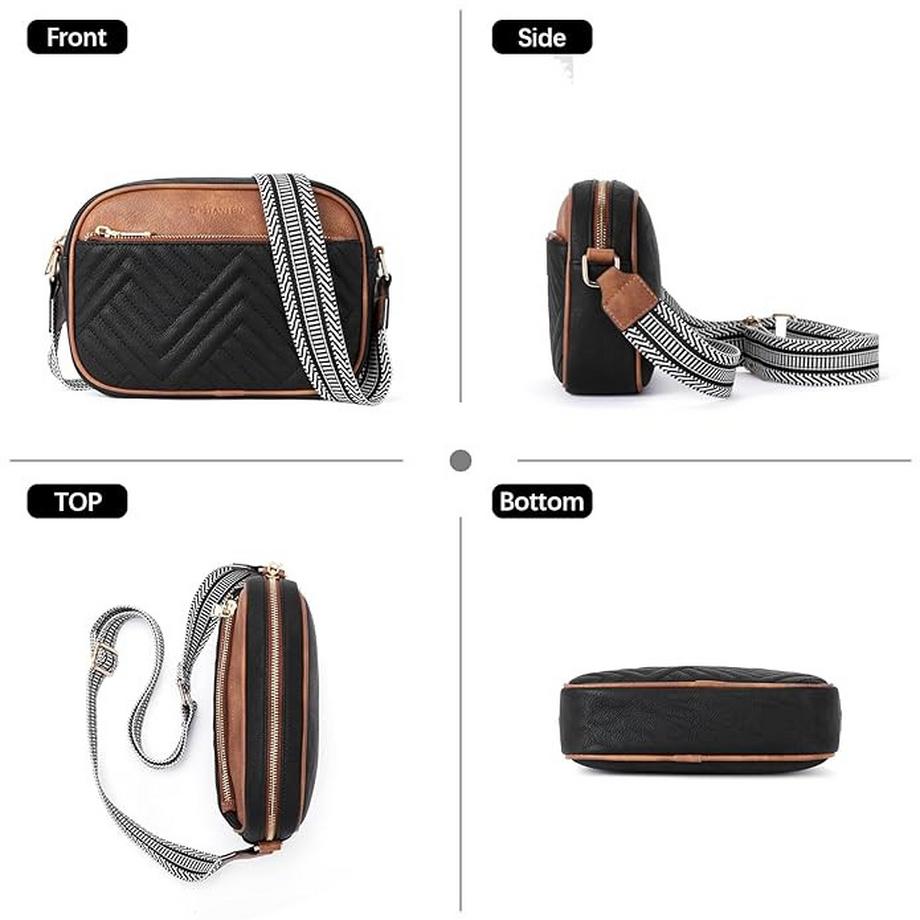 Only-bags.store Colorblock Mini Square Reissverschluss Umhängetasche mit gestepptem Detail breitem Riemen  