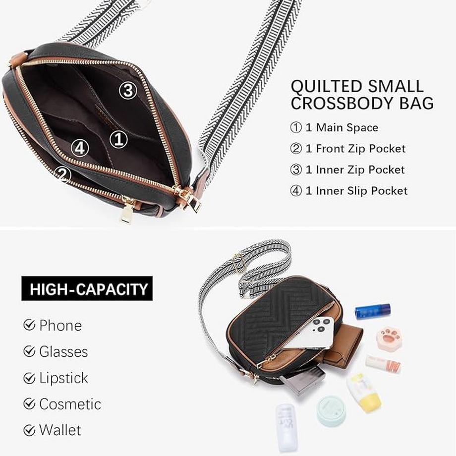 Only-bags.store Colorblock Mini Square Reissverschluss Umhängetasche mit gestepptem Detail breitem Riemen  