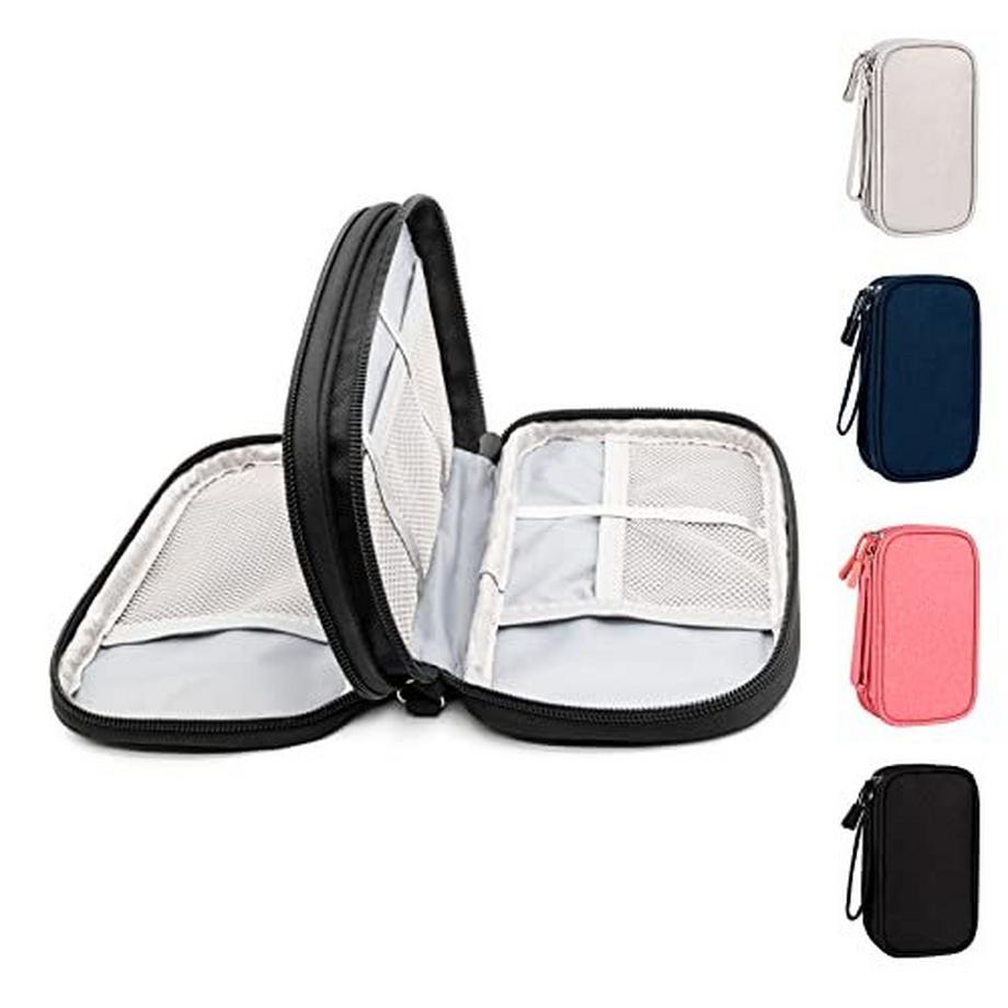 Only-bags.store  Kabelorganisationstasche Wasserdichte kleine Kabeltasche Doppellagige Tasche mit fester Platte Elektronische Tasche Elektrischer Organizer Kabeltasche Elektronisches Zubehör 