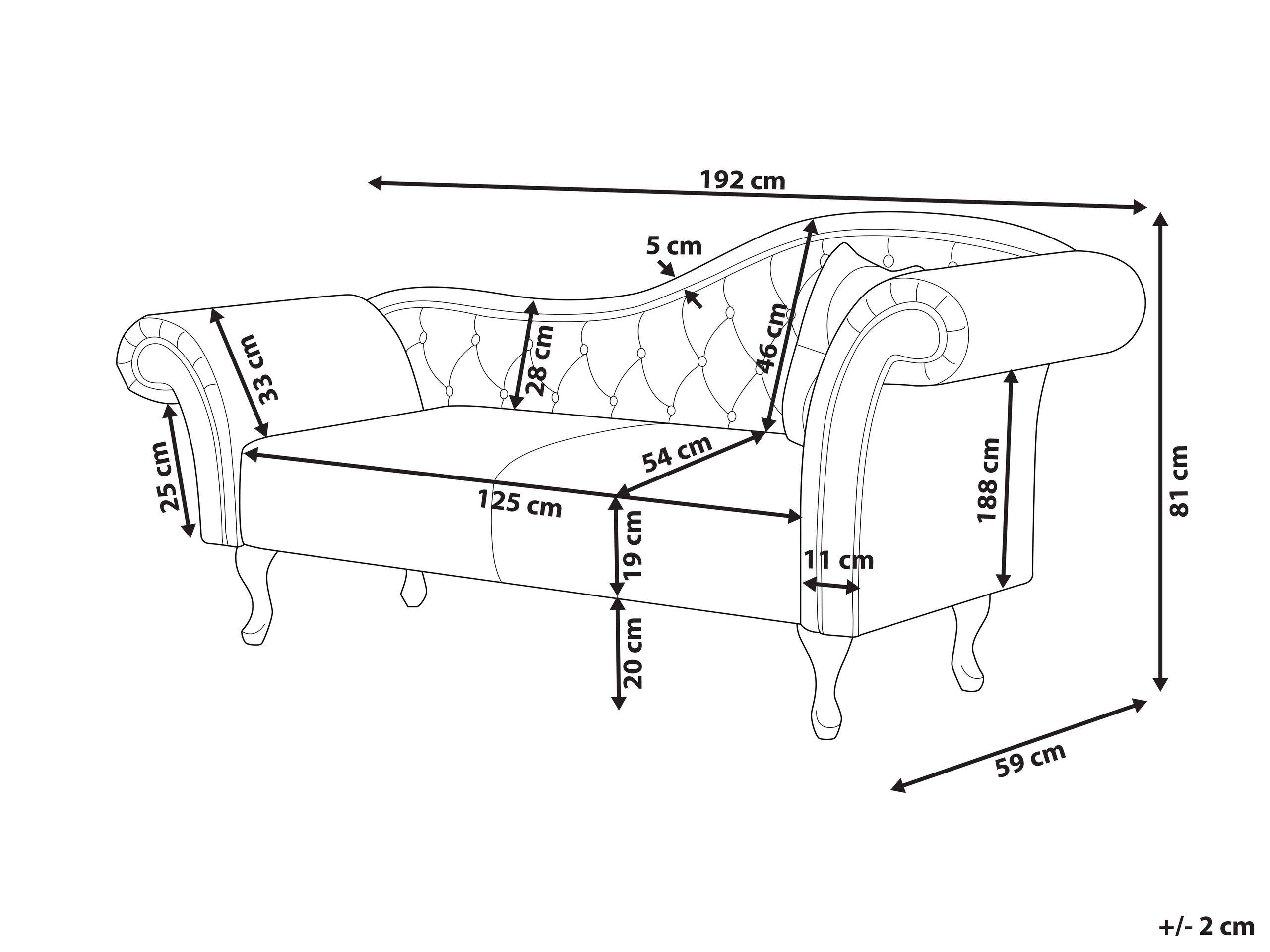 Beliani Chaise longue versione destra en Velluto Retrò LATTES  