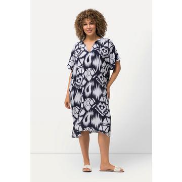 Robe oversize, col tunisient et manches courtes