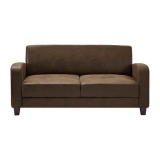 Vente-unique Club-Sofa 3-Sitzer - Mikrofaser - Braun - Vintage-Leder-Optik - MADIE II  