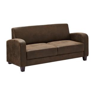 Vente-unique Club-Sofa 3-Sitzer - Mikrofaser - Braun - Vintage-Leder-Optik - MADIE II  