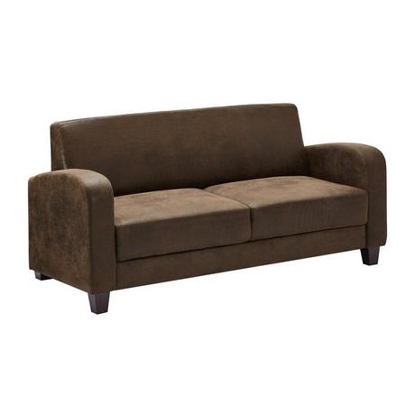 Vente-unique Club-Sofa 3-Sitzer - Mikrofaser - Braun - Vintage-Leder-Optik - MADIE II  