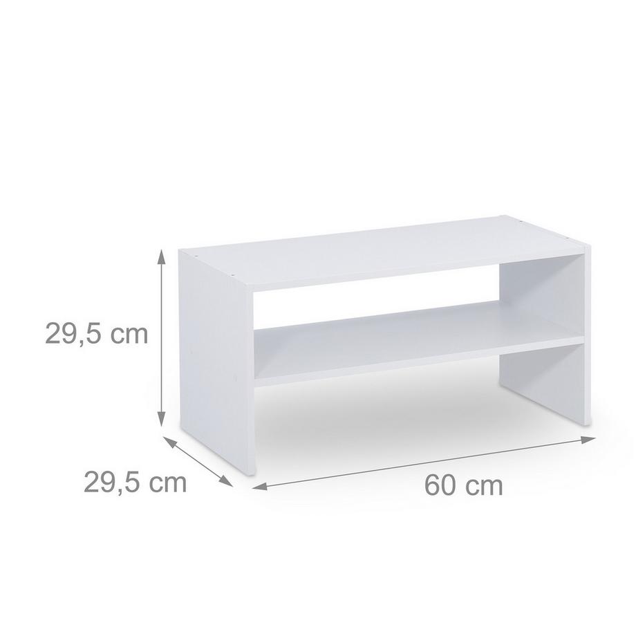 B2X Weißes Schuhregal mit 2 Ablagen  