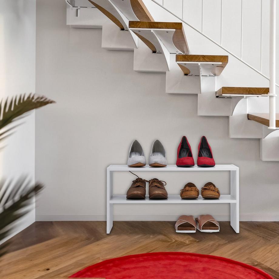 B2X Weißes Schuhregal mit 2 Ablagen  