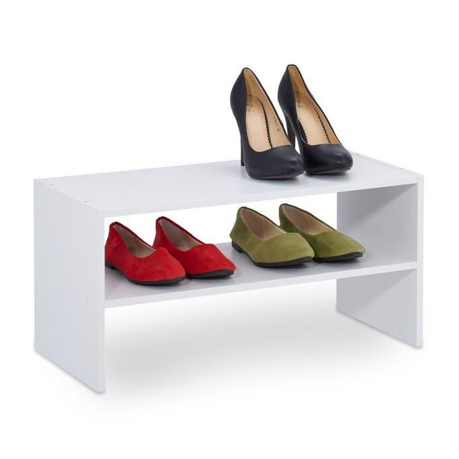 B2X Weißes Schuhregal mit 2 Ablagen  