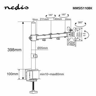 Nedis Support d'écran | 1 écran(s) | 15 - 32 " | 75x75 / 100x100 | Entièrement réglable  