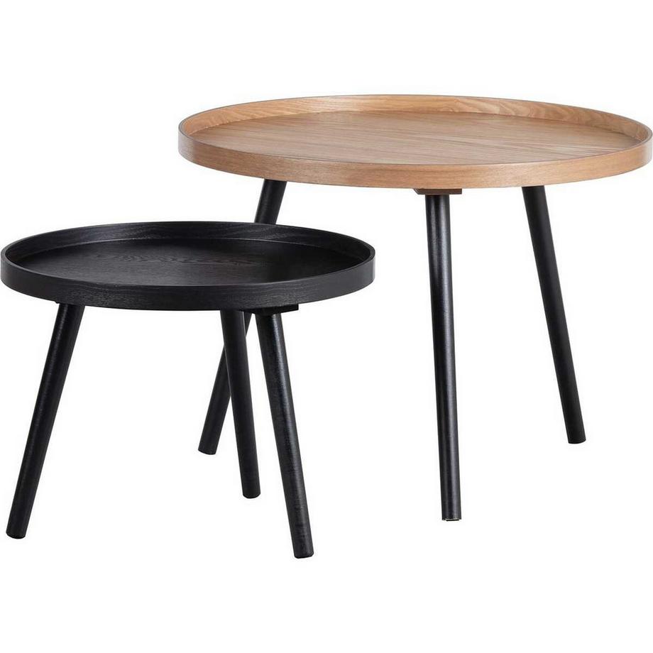 mutoni Table d'appoint Mesa noire ronde 45x45  
