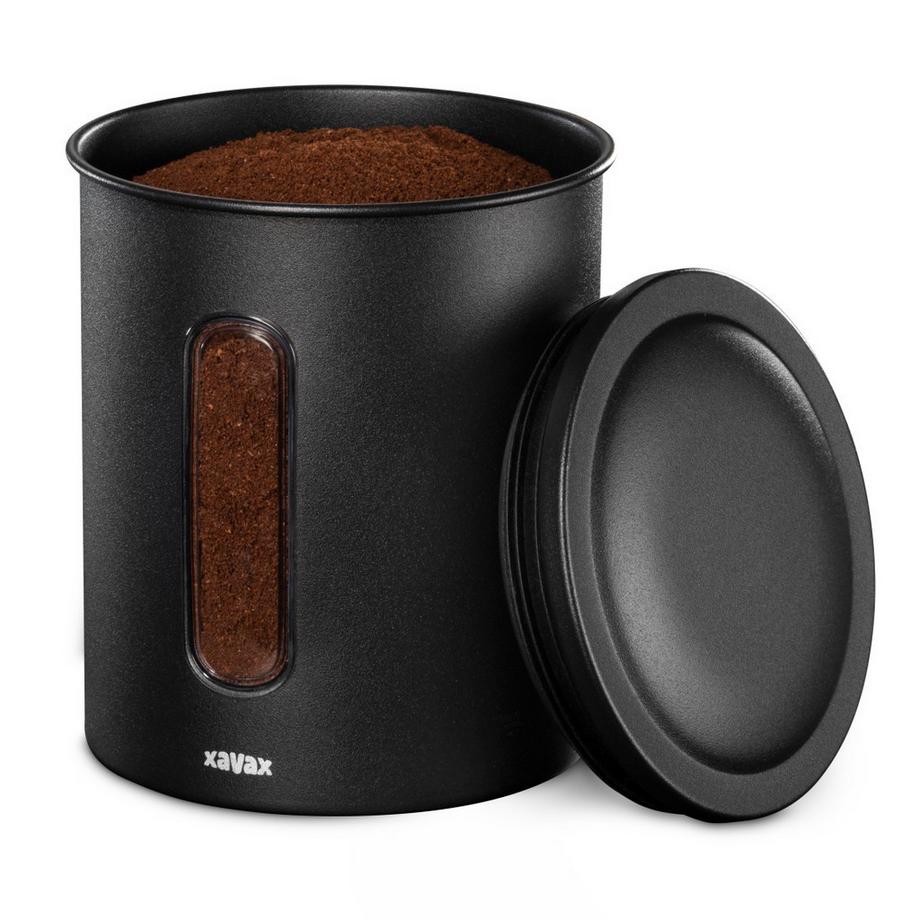 Xavax 111275 - Kaffeedose für 500g Bohnen oder 700g Pulver, luftdicht, aromadicht, Schwarz  