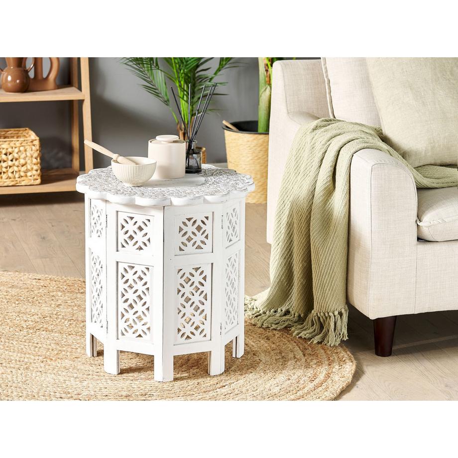 Beliani Beistelltisch aus Mangoholz Rustikal BADHI  