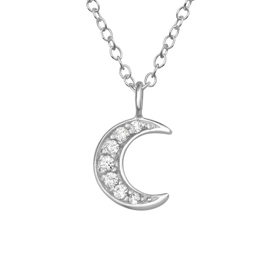 Collier Lune en  avec Zircone Cubique