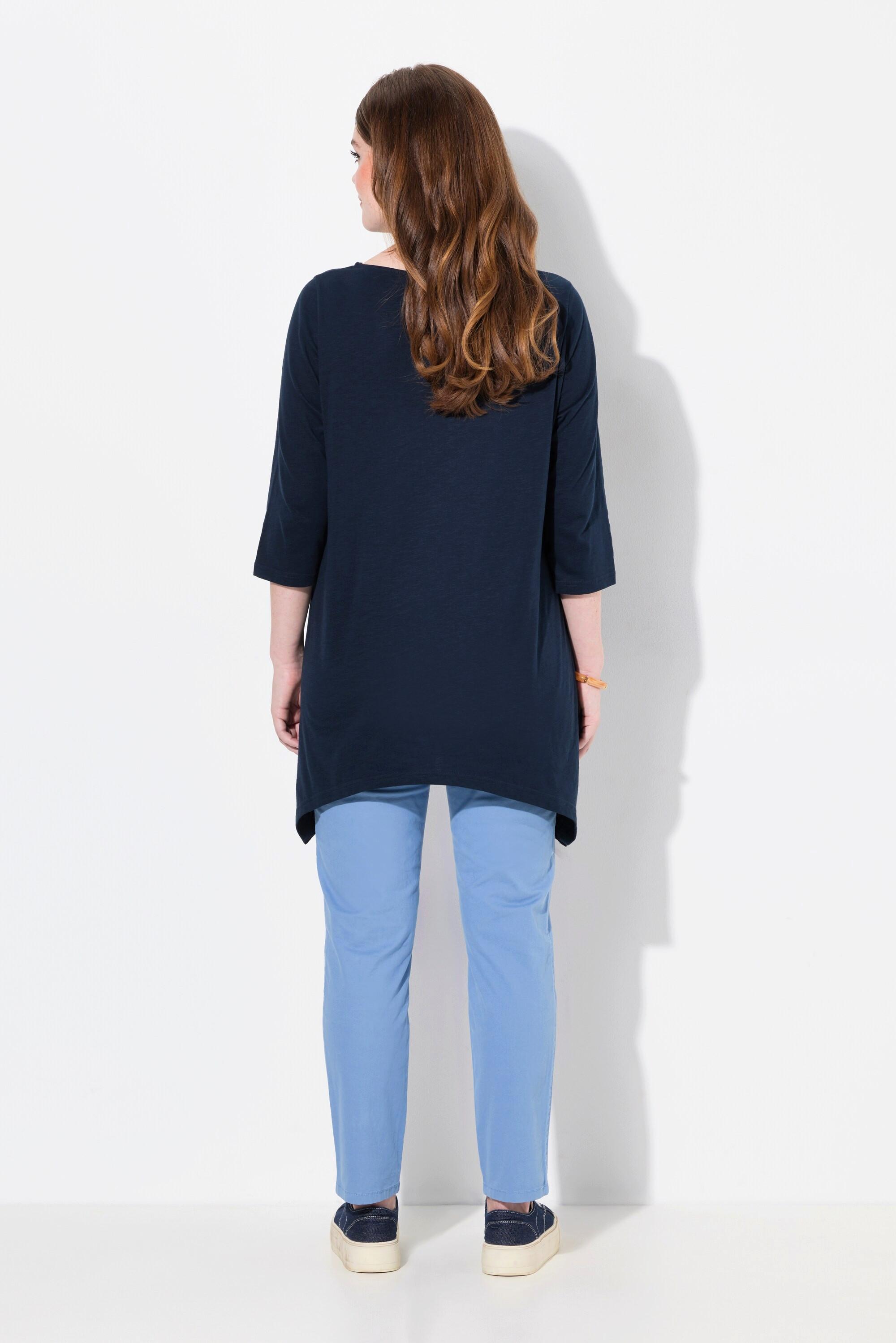 Ulla Popken  Shirt, PURE, U-Boot-Ausschnitt, 3/4-Arm, Biobaumwolle 