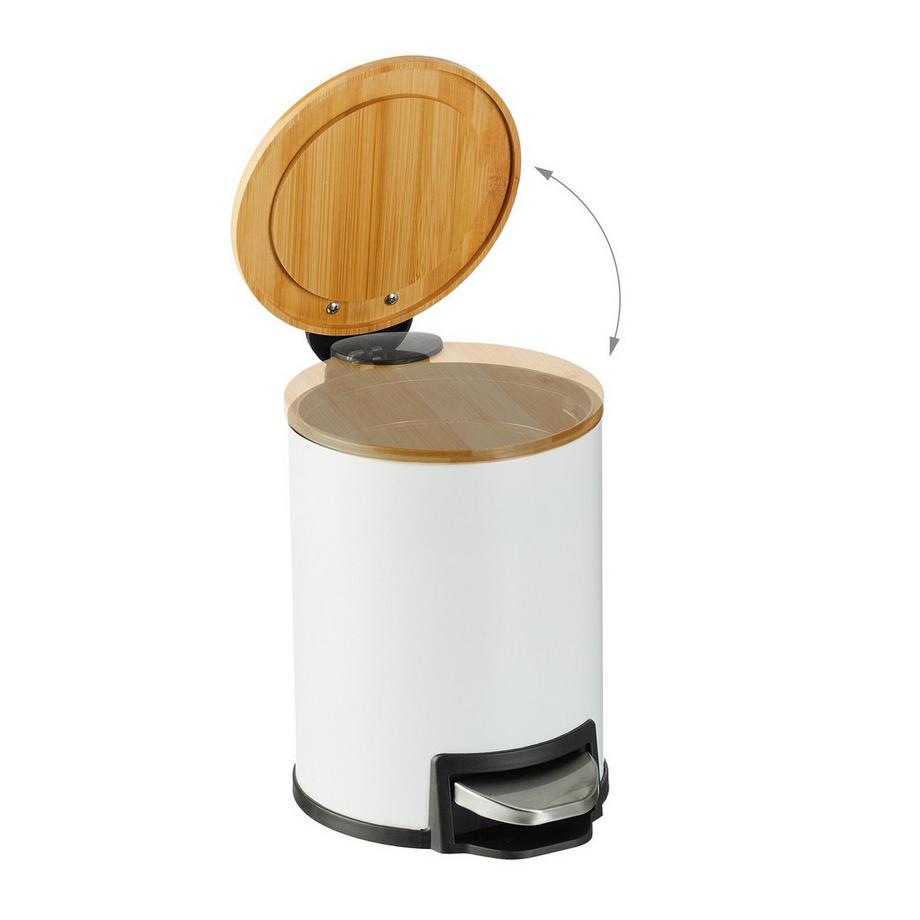 B2X Poubelle de salle de bain 3 litres avec couvercle en bambou  