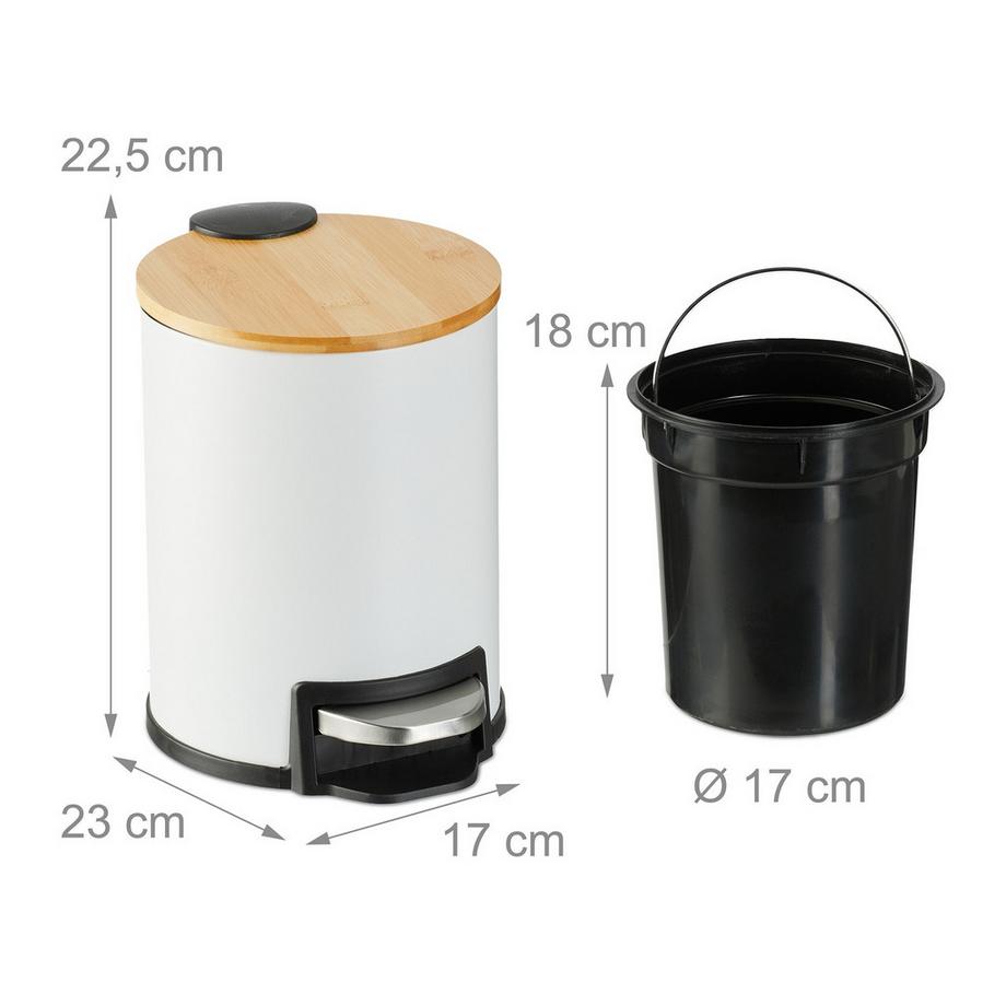 B2X Poubelle de salle de bain 3 litres avec couvercle en bambou  