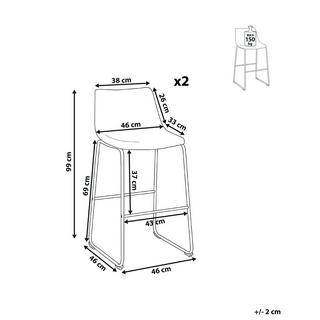 Beliani Set di 2 sedie alte en Poliestere Moderno FRANKS  