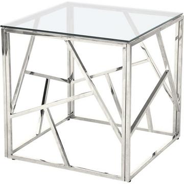 Table d'appoint Clubstix métal verre argent 55