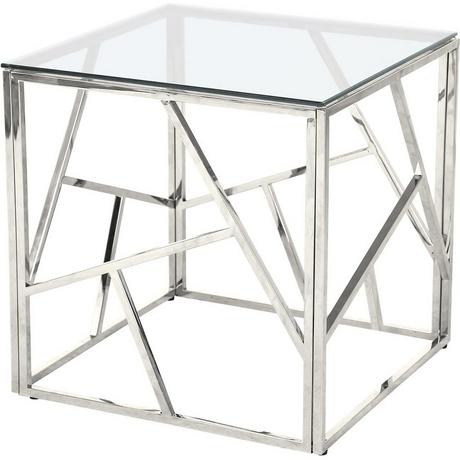 mutoni Table d'appoint Clubstix métal verre argent 55  