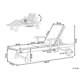 Beliani Lettino Prendisole con Cuscino en Legno d'acacia Rustico JAVA PREMIUM  