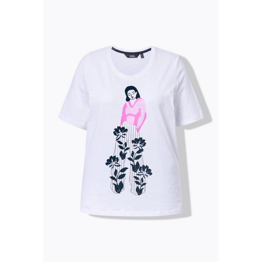 Ulla Popken T-shirt Imprimé Floqué Col Rond Manches Courtes  