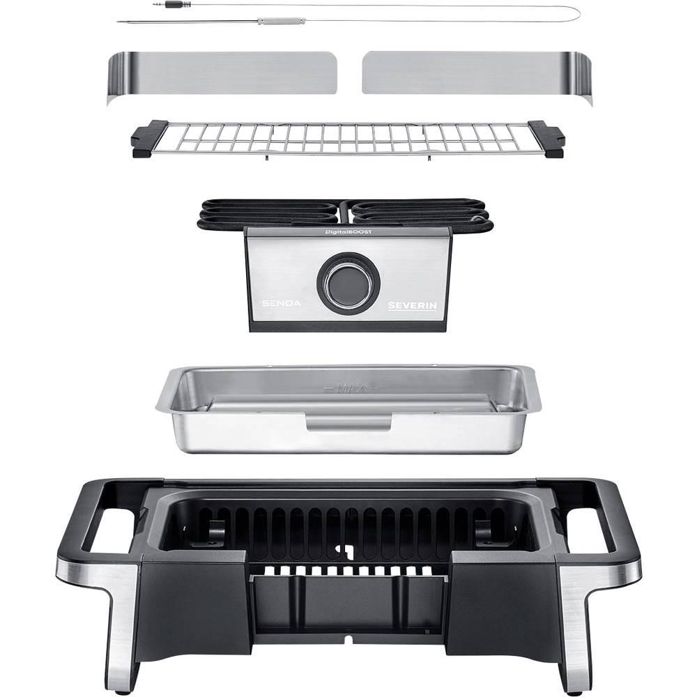 SEVERIN 8114 Elektro Grill 2 Grillzonen Schwarz, Silber  