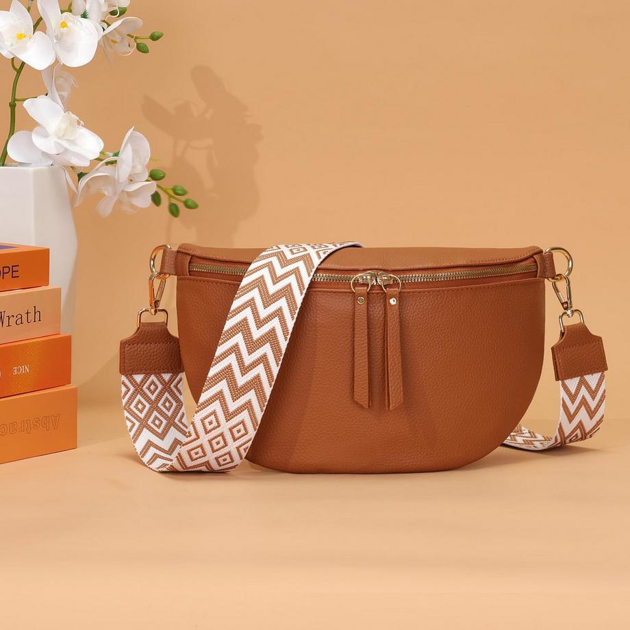 Only-bags.store Grande Marsupio in Pelle Vegana Borsa a Tracolla con Tracolla Larga  