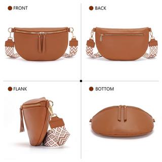 Only-bags.store Große Vegane Leder Gürteltasche Umhängetasche mit Breitem Riemen  