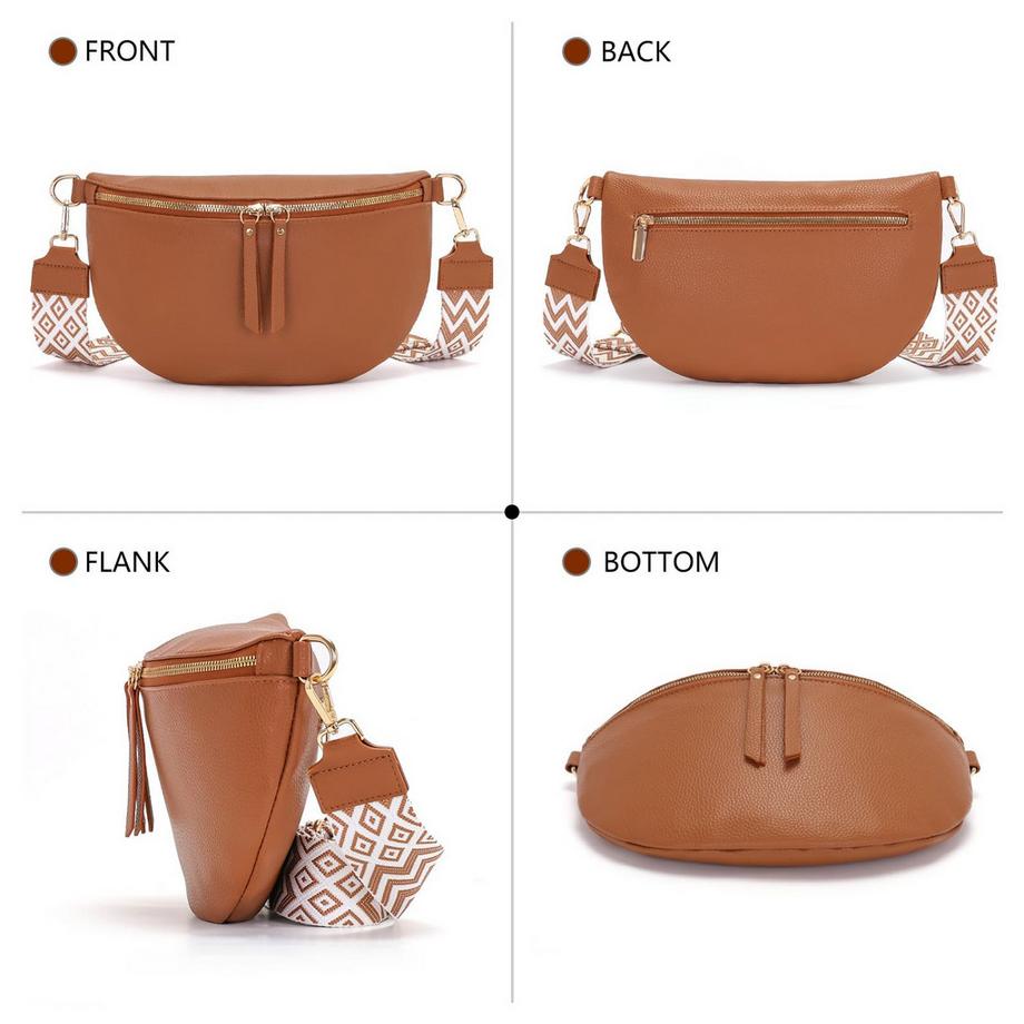 Only-bags.store Grande Marsupio in Pelle Vegana Borsa a Tracolla con Tracolla Larga  