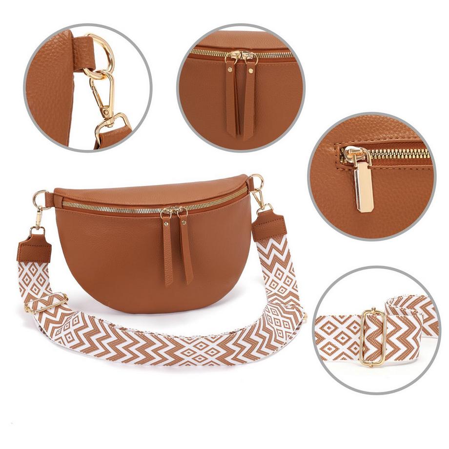 Only-bags.store Grande Marsupio in Pelle Vegana Borsa a Tracolla con Tracolla Larga  