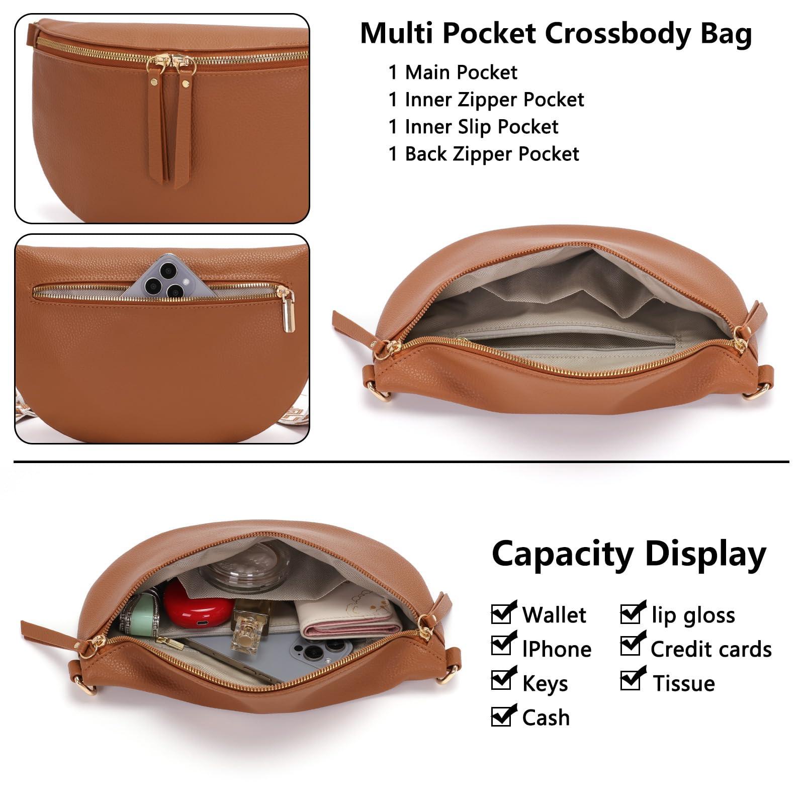 Only-bags.store Große Vegane Leder Gürteltasche Umhängetasche mit Breitem Riemen  