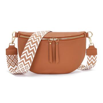 Große Gürteltasche veganes Leder Umhängetasche Crossbody Tasche stilvolle Gürteltasche mit breitem Riemen