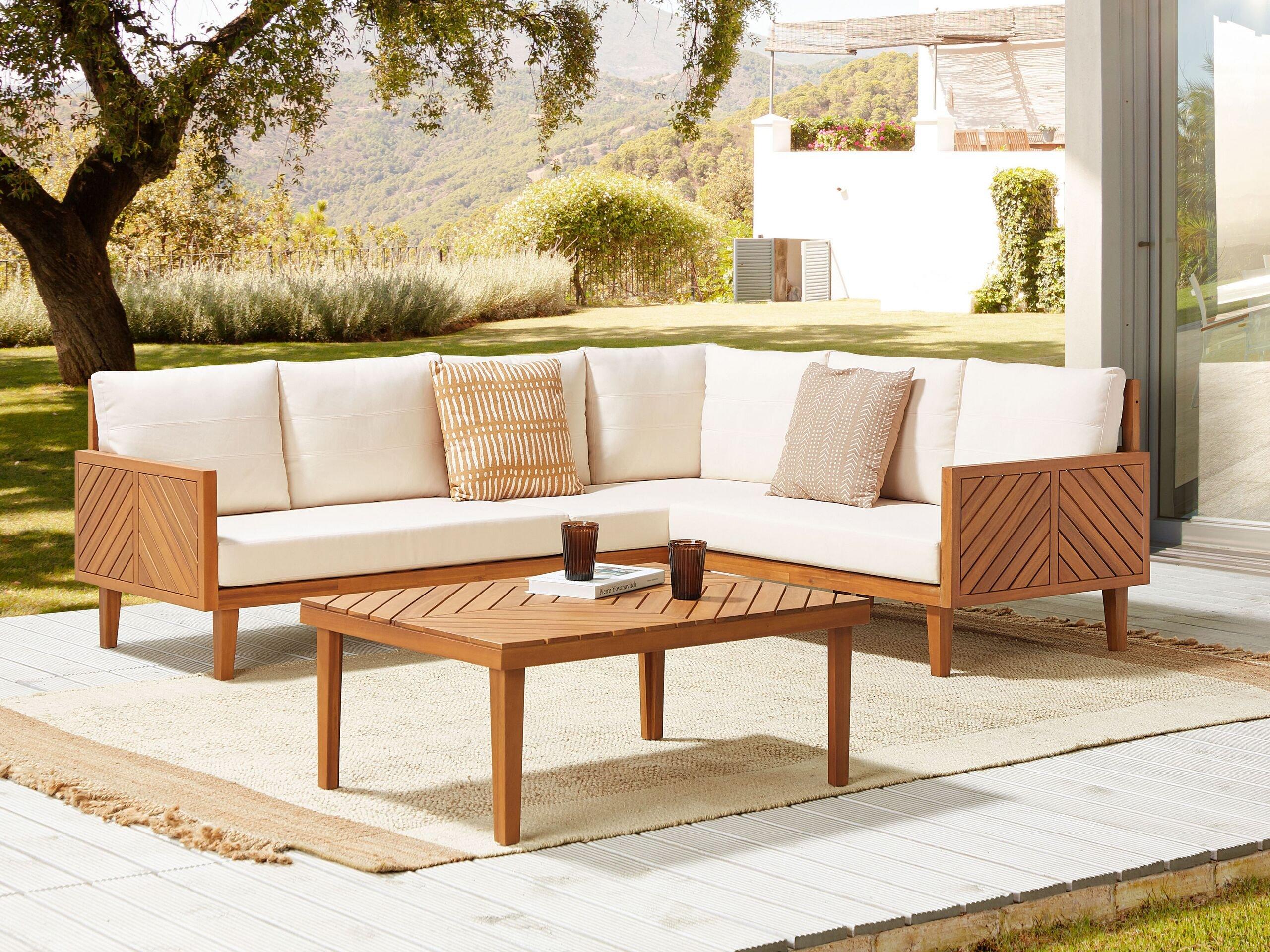 Beliani Lounge Set mit Tisch aus Akazienholz Modern BARATTI  