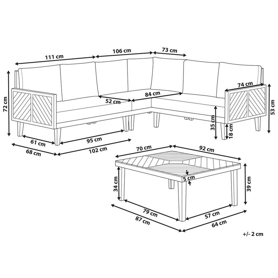 Beliani Set divani con tavolino en Legno d'acacia Rustico BARATTI  