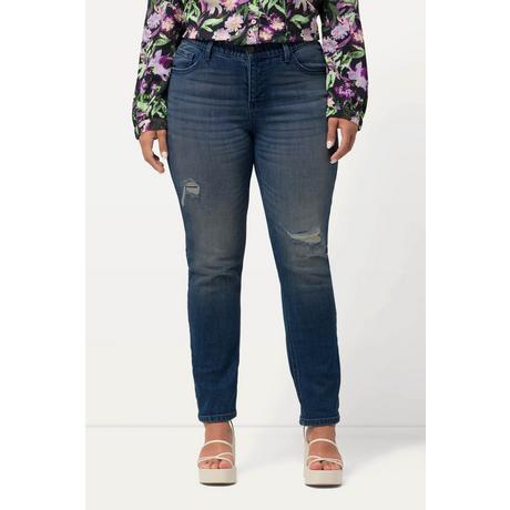 Ulla Popken  Jeans modello Sammy con gamba aderente ed effetto sdrucito 