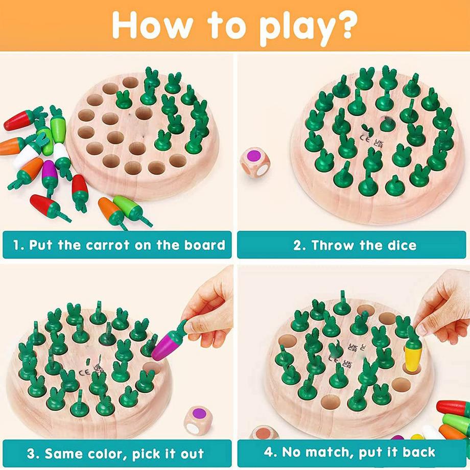 Activity-board  Holz-Memory-Spiel, Karotten-Memory-Schach Kinderspiel 