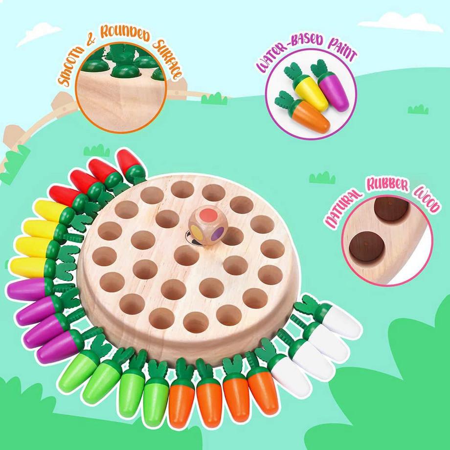 Activity-board  Holz-Memory-Spiel, Karotten-Memory-Schach Kinderspiel 