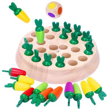 Jeu de mémoire en bois, jeu de mémoire carotte, jeu d'échecs pour enfants