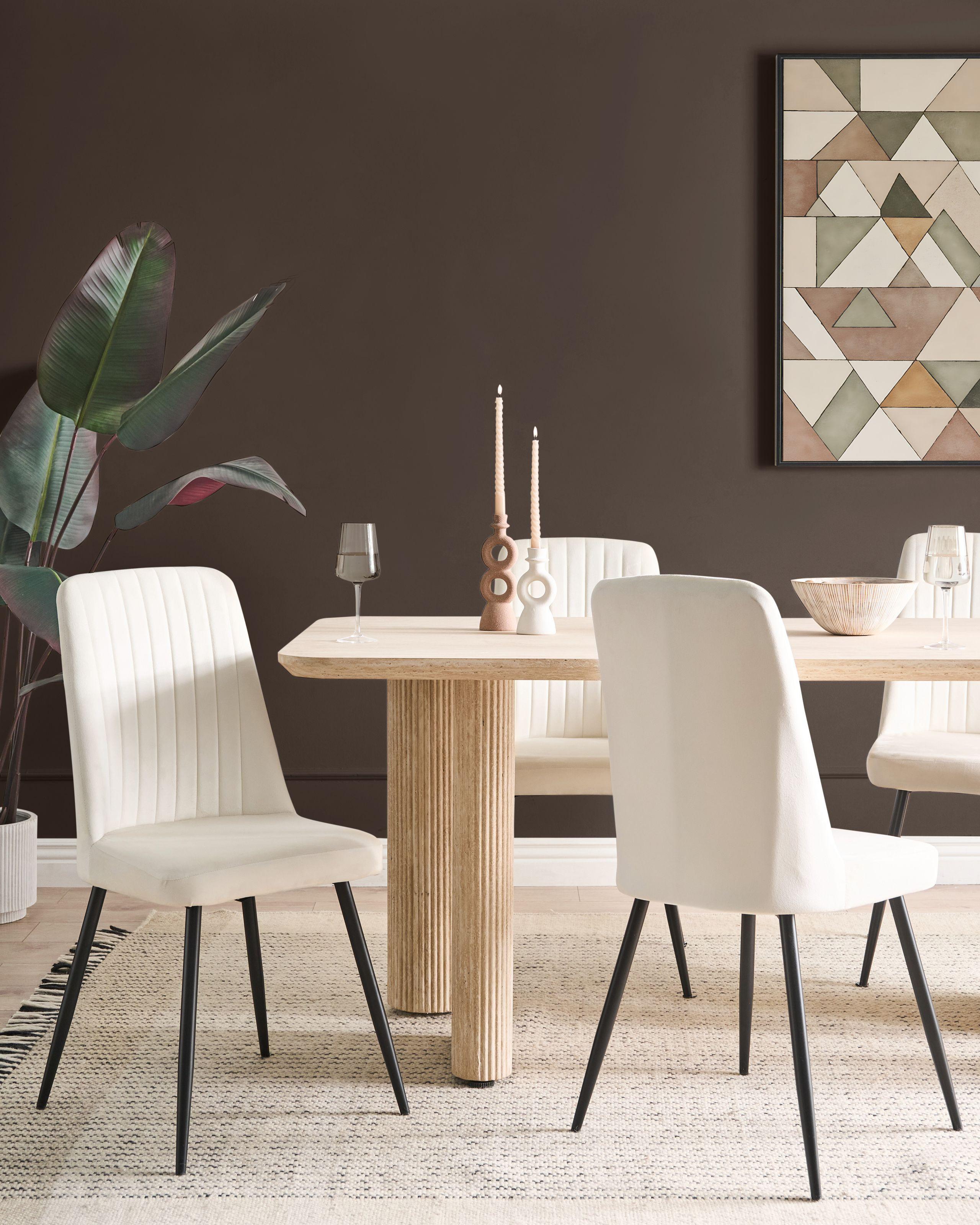 Beliani Lot de 4 chaises de salle à manger en Velours Scandinave KIRBY  