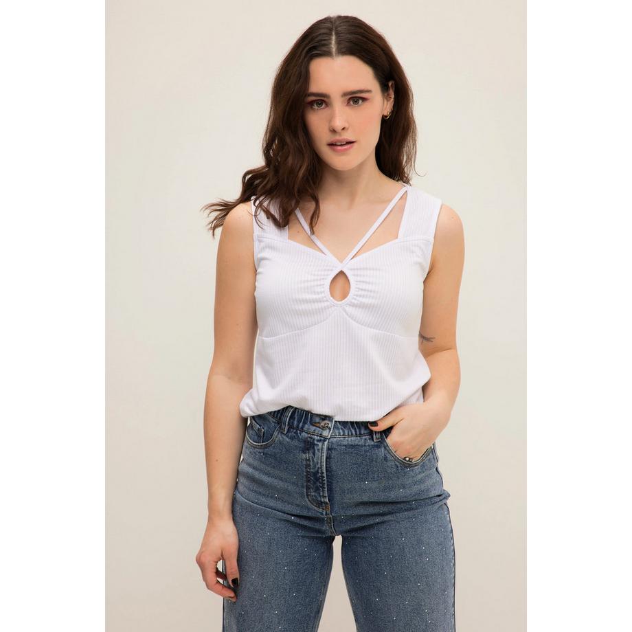 Studio Untold Rippjersey Slim Fit Cut-Out Top  