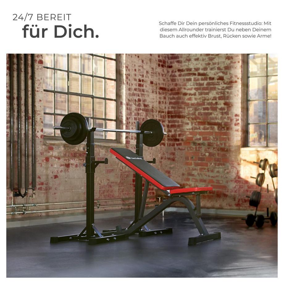 Tectake  Hantelbank  mit Schnellverstellung Rückenlehne 4-fach verstellbar 