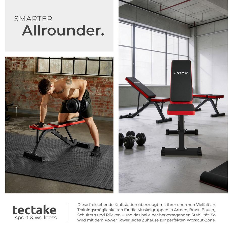 Tectake  Hantelbank  mit Schnellverstellung Rückenlehne 4-fach verstellbar 