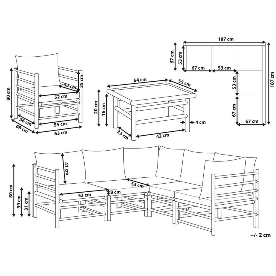 Beliani Canapé d'angle en Bambou  CERRETO  