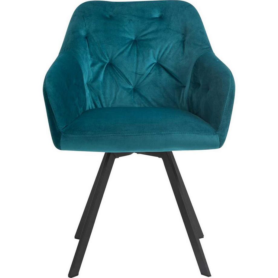 mutoni Fauteuil pivotant velours turquoise  