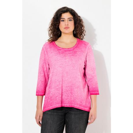 Ulla Popken  Shirt, Zierfalten, A-Linie, Rundhals, 3/4-Arm 