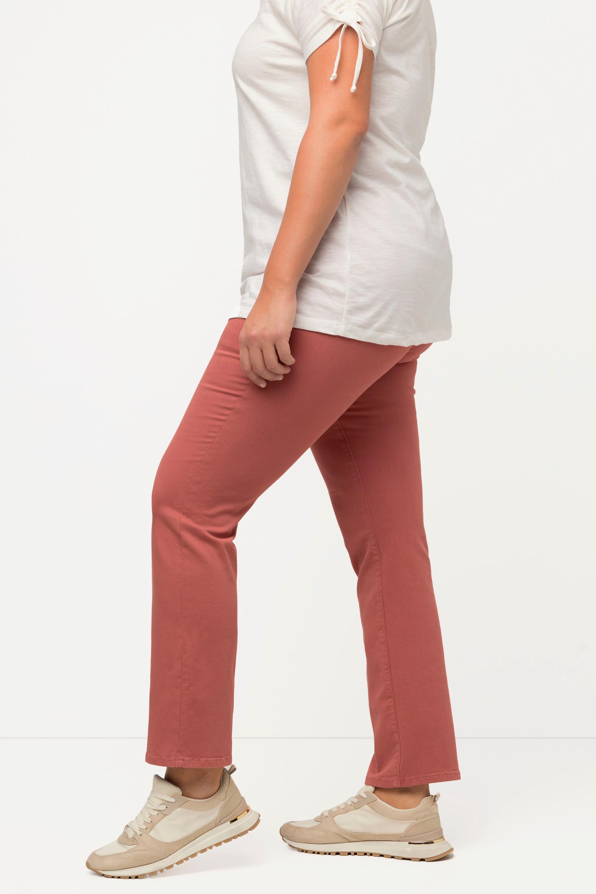 Ulla Popken  Jean coloré Mandy, jambes larges, ceinture confortable, coton bio 