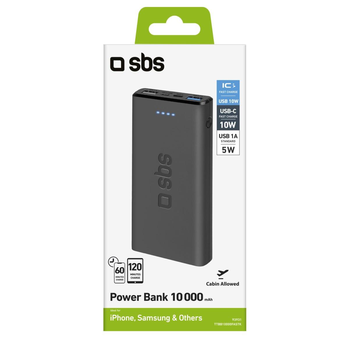 SBS  Fast charge powerbank: 10,000 mAh, 2 USB 