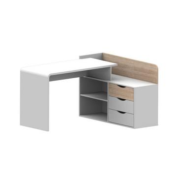 Bureau d'angle DECLAN II MDF 3 tiroirs 2 niches Chêne